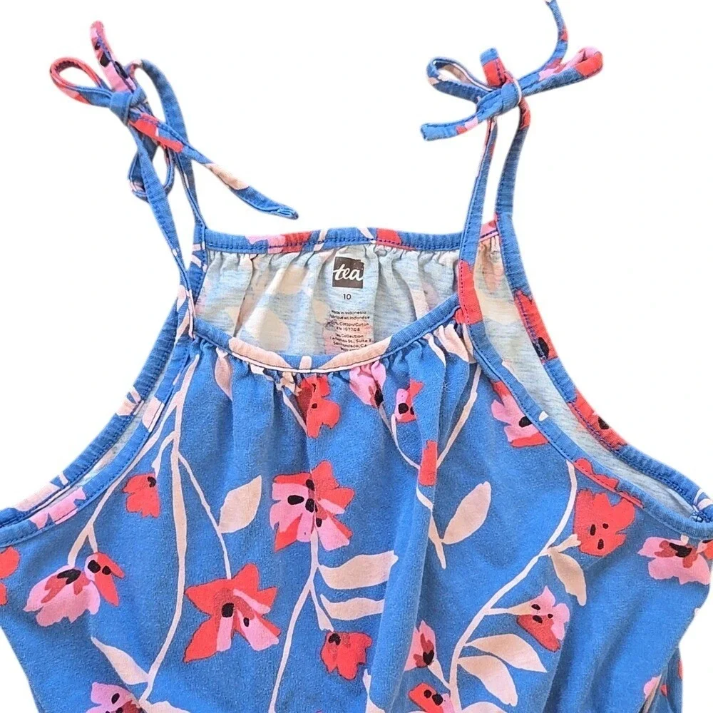Tea Collection Floral Tank Sleeveless Dress Size 10‎ 100% Cotton Colorful Flowy